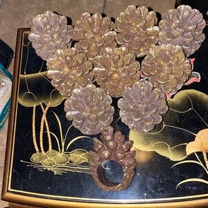 BX40 Vintage Gorgeous Set Of 10 Pinecone Napkin Rings